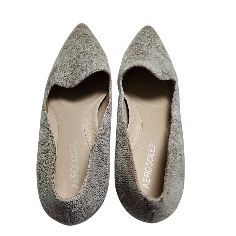 Aerosoles Womens Macrame Pump Size 10 Bone Snake Leather Pointed Toe Memory Foam - Picture 7 of 13